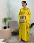 Zayna Yellow Shimmer Tie Kaftan Dress