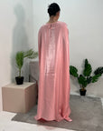 Zayna Light Pink Shimmer Tie Kaftan Dress