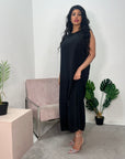 Deepika Black Plain Slip Dress