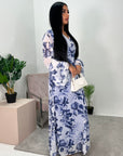 Kara Royal Blue Floral Premium Lined Chiffon Summer Dress