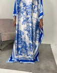 Saniyah Blue Floral Slit Sleeve Kaftan Dress