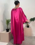 Sehr Hot Pink Quality Satin Plain Tie kaftan Dress