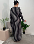 Nadia Black Tie Dye Print 1/2 Sleeve 1/2 Kaftan Dress