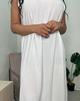 Deepika White Plain Slip Dress