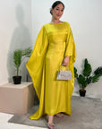 Zayna Yellow Shimmer Tie Kaftan Dress