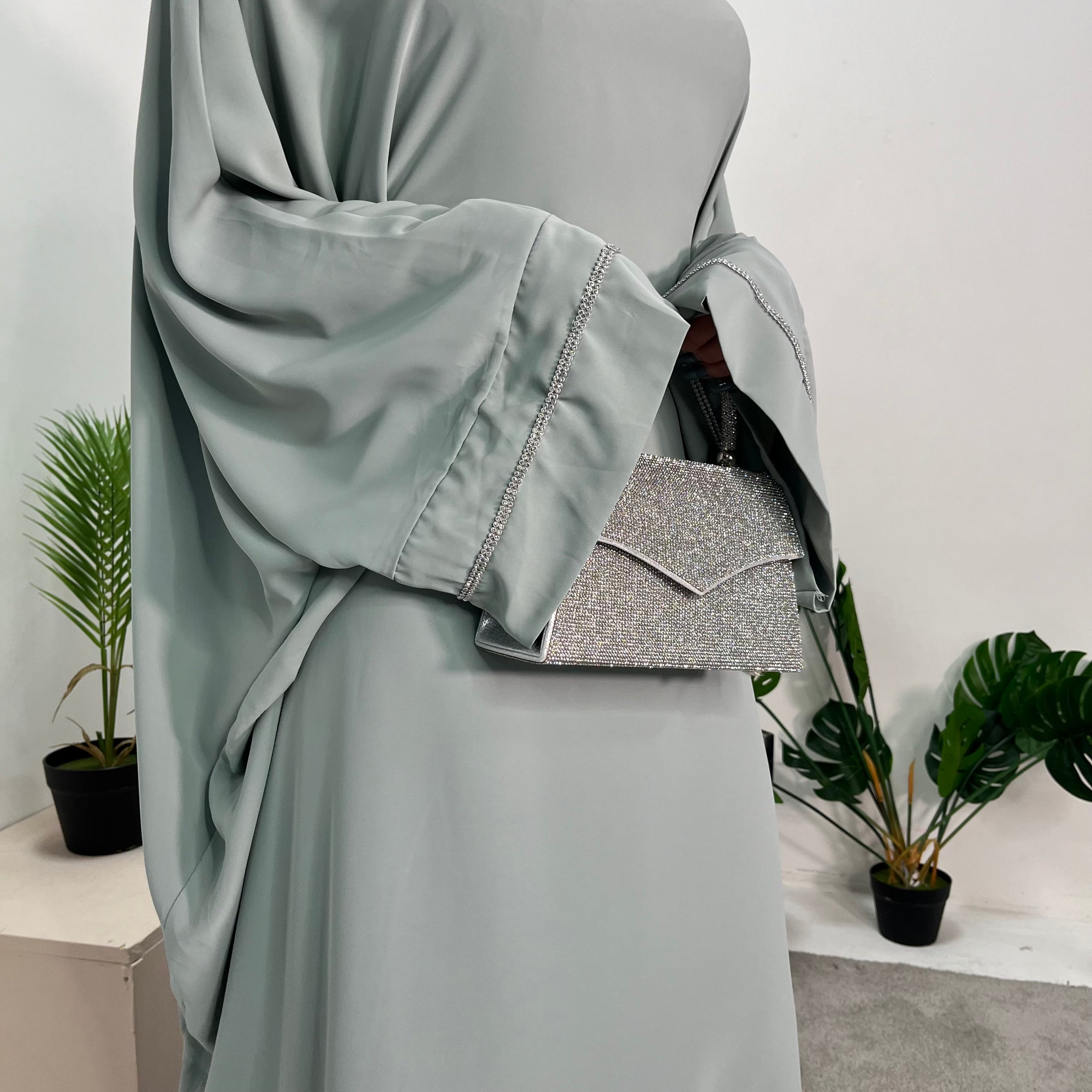 Nars Mint Diamante Sleeve Kaftan Dress