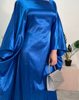 Sehr Royal Blue Blue Quality Satin Plain Tie kaftan Dress