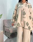 Gauri Green Summer Printed Shirt & Trouser Co ord Set