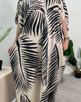 Kyra Black Printed Summer V-Neck Kaftan Dress