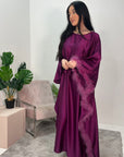 Dua Magenta Belted Fur Kaftan Modest Dress