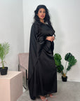 Jhanvi Black Fur Sleeve Belted Cape Kaftan Dress