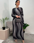 Nadia Black Tie Dye Print 1/2 Sleeve 1/2 Kaftan Dress