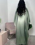 Ziyrah Sage Green Quality Satin Kaftan Dress