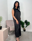 Amaya Black Satin Slip Dress