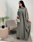 Farah Charcoal Basic Tie Kaftan Dress