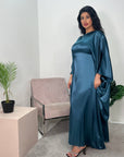 Ziyrah Midnight Blue Quality Satin Kaftan Dress