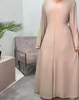 Anika Beige Premium Lined Chiffon Summer Dress