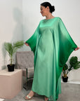 Bina Green Ombre Print Premium Kaftan Dress