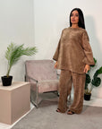 Lia Camel Ribbed Velvet Soft Premium Co ord