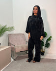 Lia Black Ribbed Velvet Soft Premium Co ord