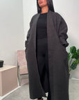 Lena Charcoal Oversized Batwing Long Coat