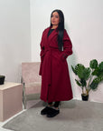 Blair Wine Thick Belted Trench Jacket