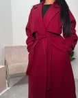 Blair Wine Thick Belted Trench Jacket