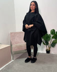 Chiara Black Belted Cape Jacket