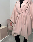 Chiara Beige Belted Cape Jacket