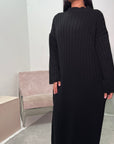 Isla Black High Neck Knitted Ribbed Maxi Dress