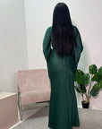 Sibel Emerald Green Premium Satin Diamante Tie Back Dress