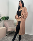 Khina Nude Balloon Sleeve Knitted Cardigan