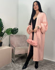 Khina Peach Balloon Sleeve Knitted Cardigan