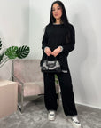 Fable Black Contrast Trim Knit Sweater Co Ord Set