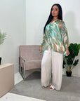 Ruhi Aqua Premium 3pcs Silk Shirt and Trouser Co ord