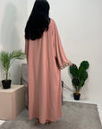 Arianna Pink Sequin Trim Modest Abaya Kimono Jacket