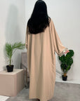 Arianna Beige Sequin Trim Modest Abaya Kimono Jacket