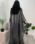 Rabia Charcoal Metallic Elasticated Batwing Kaftan Dress