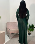 Aurora Emerald Green Cowl Neck Satin Tie Back Dress