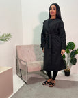 Azita Black Premium Quality Belted Plain Trench Coat