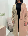 Azita Beige Premium Quality Belted Plain Trench Coat