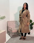 Azita Camel Premium Quality Belted Plain Trench Coat