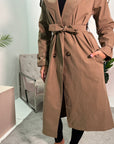 Azita Camel Premium Quality Belted Plain Trench Coat