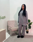 Sanne Grey Premium Fine Knit Jumper & Trouser Co ord Set