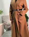 Jules Camel Plain Belted Pocket Lightweight Coat Jacket