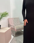 Luna Black Knitted Ribbed Maxi Dress