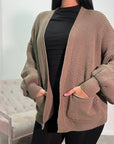 Nova Mocha Balloon Sleeve Short Pocket Cardigan