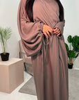 Siljay Mocha Extreme Batwing Sleeve Linen Dress