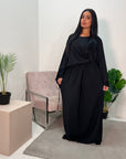 Siljay Black Extreme Batwing Sleeve Linen Dress