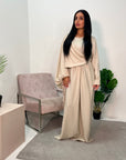 Siljay Beige Extreme Batwing Sleeve Linen Dress